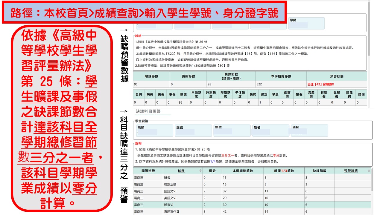 缺曠、獎懲、成績或課表查詢步驟宣導3