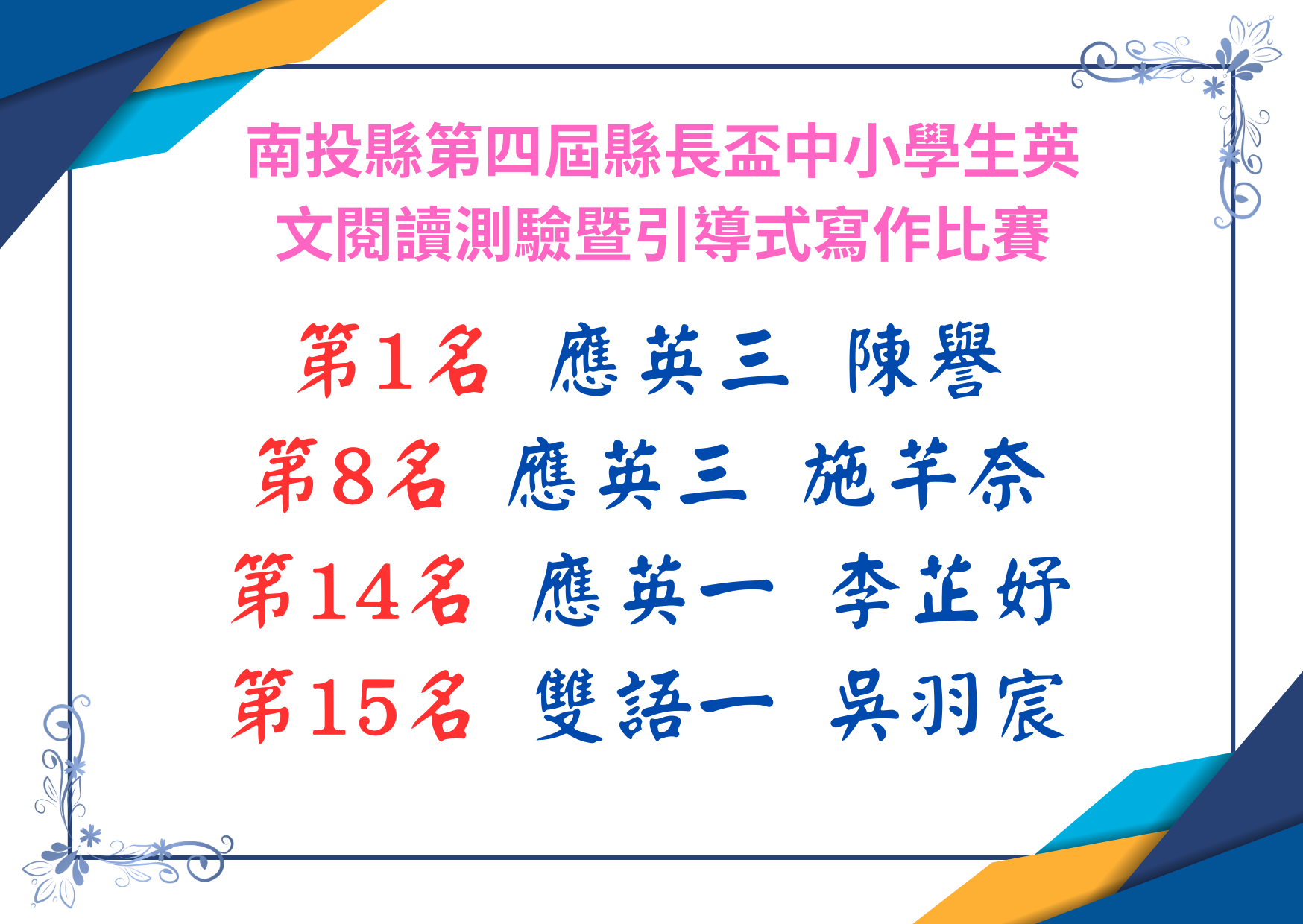 縣長盃英文競賽